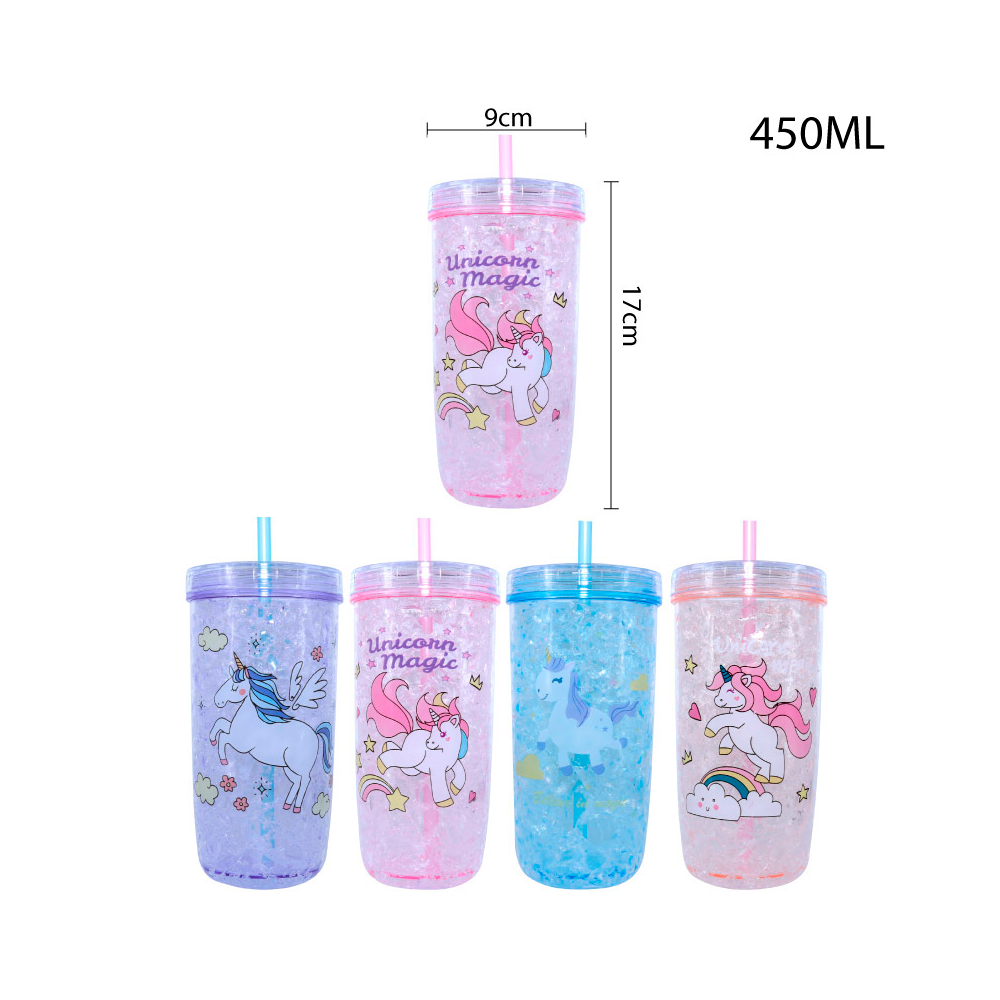 Vaso Plástico Semitransparente 450ml - Unicornio