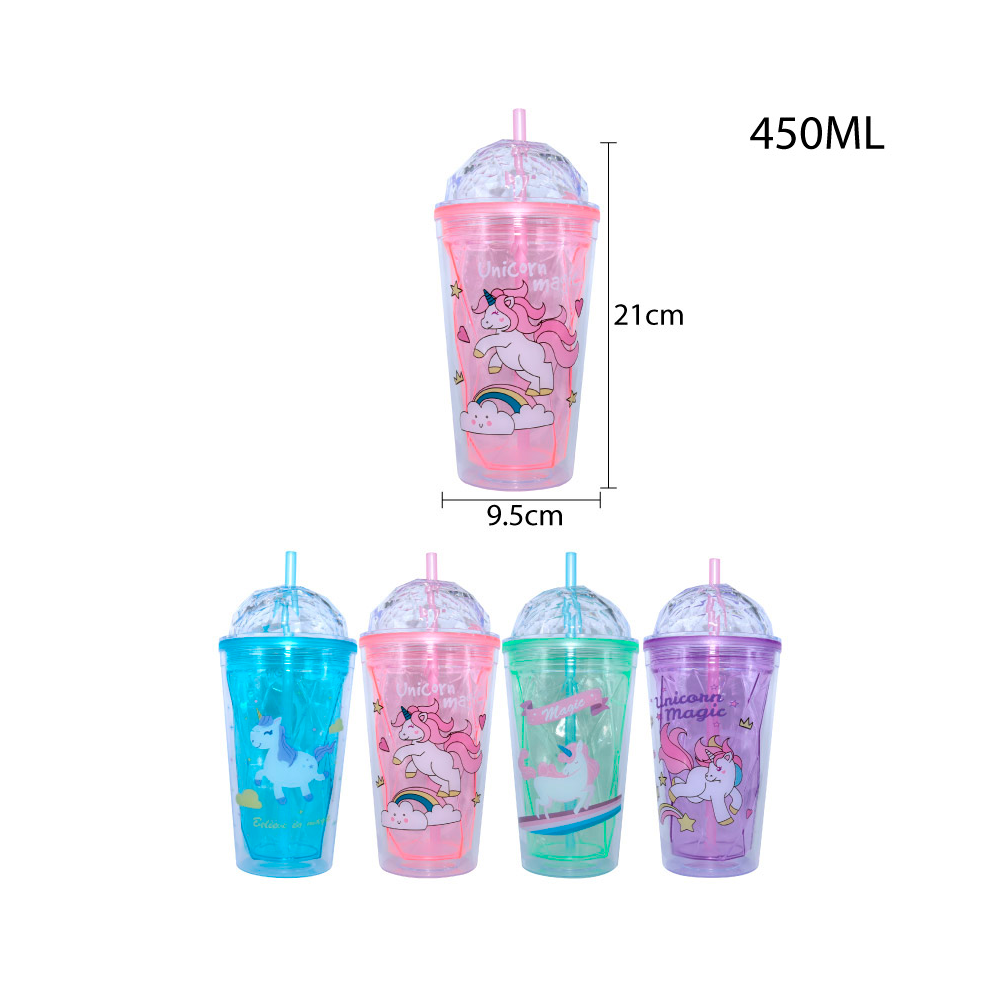 Vaso Plástico Semitransparente 450ml - Unicornios