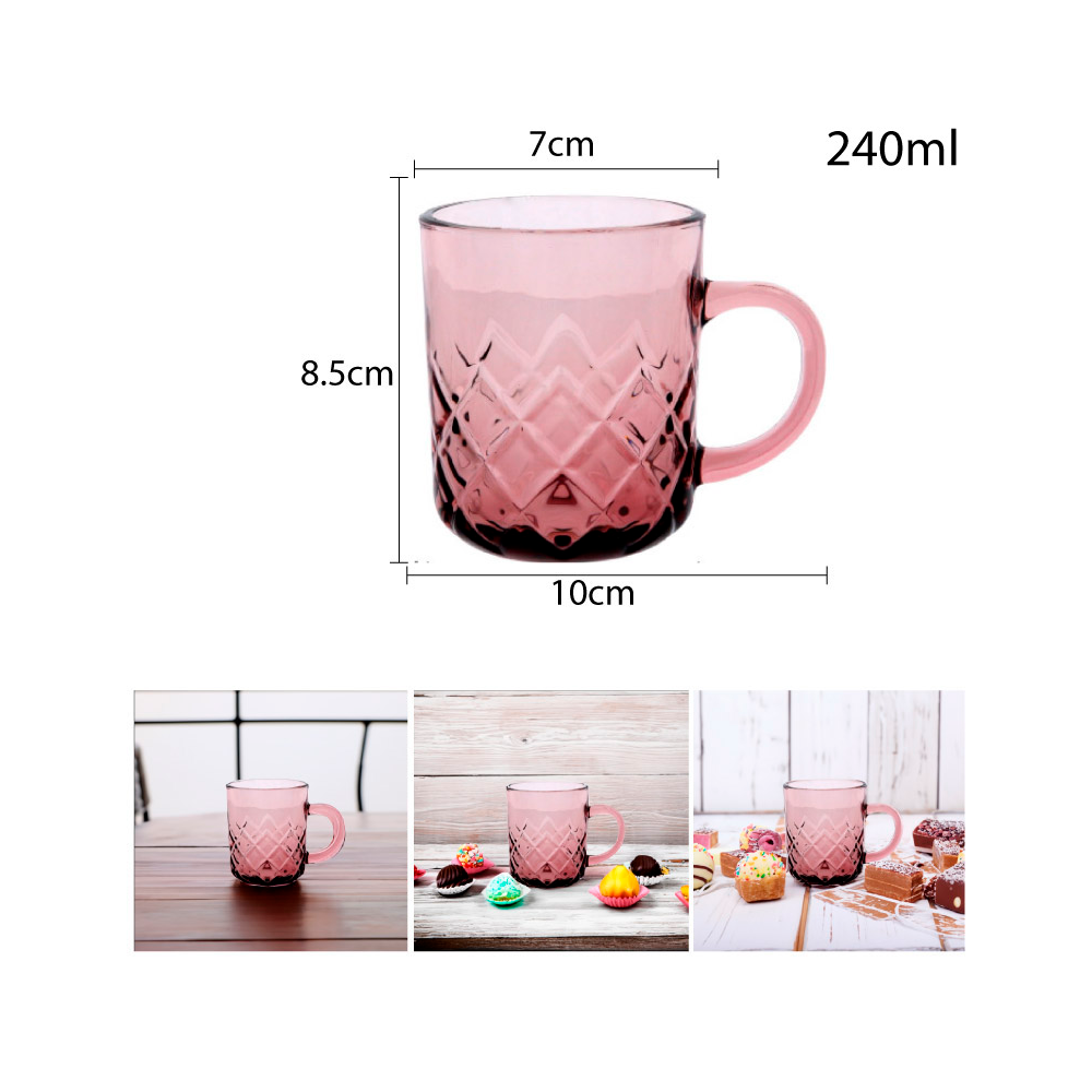 Taza 240ml Vidrio Rosa