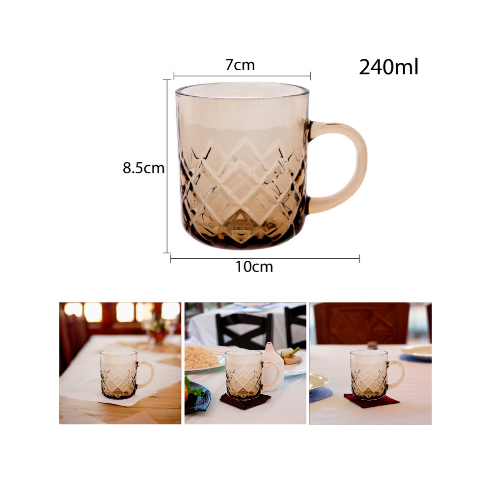 Taza 240ml Vidrio Color Ámbar 