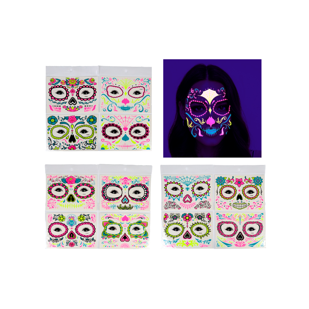 Gemas Faciales Calavera Fluor